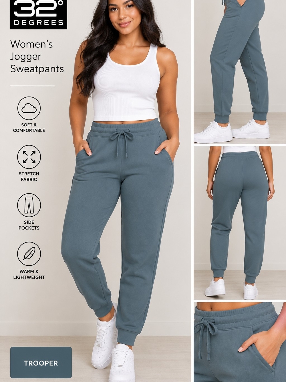 32 Degrees Trooper Blue Women’s Jogger Sweatpants